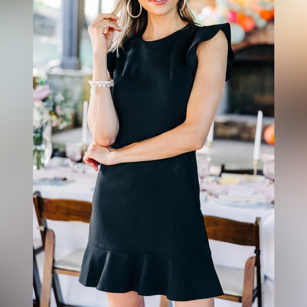 TCEC Black Ruffle Sleeve Dress